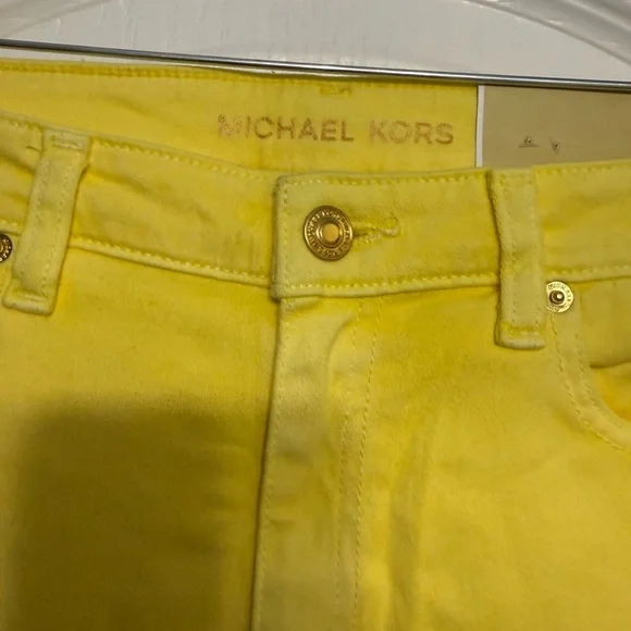 Michael Kors Yellow Skinny Jeans Vibrant Eye-Catching Design - Picture 4 of 8